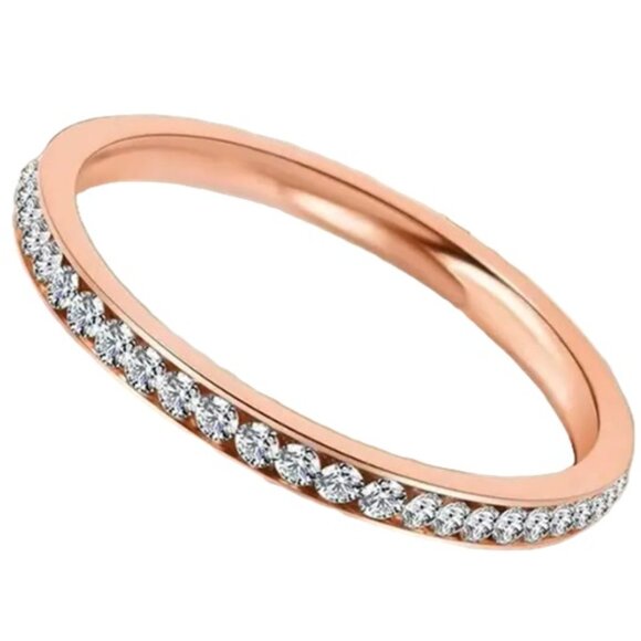 d'vine Products Jewelry - 18K Gold Electro Plated Titanium and Lab Created Cubic Zirconia Eternity Band